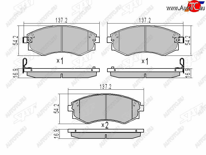 1 189 р. Колодки тормозные передние FR-FL SAT  Hyundai Sonata Y3 рестайлинг (1996-1998)  с доставкой в г. Краснодар