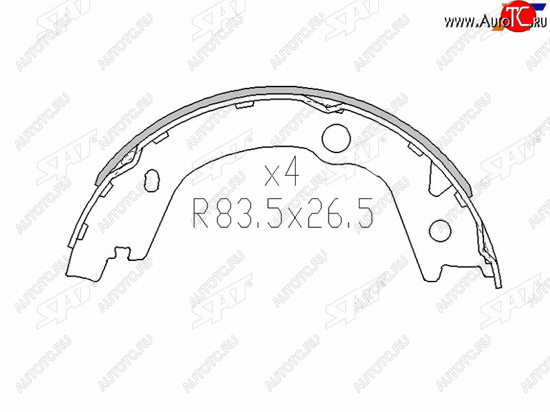 1 179 р. Колодки барабанные задние RH-LH SAT  Hyundai Santa Fe (SM,  CM,  DM,  TM), Sonata (EF,  NF,  YF,  LF), Tucson (JM), SSANGYONG Kyron  с доставкой в г. Краснодар