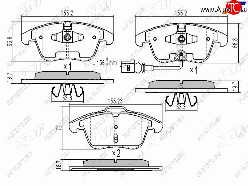 1 599 р. Колодки тормозные перед FL-FR SAT  Volkswagen Polo  Mk6 - Tiguan  NF  с доставкой в г. Краснодар