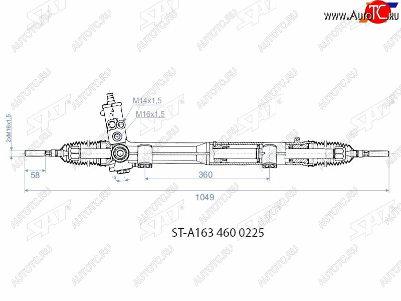 27 699 р. Рейка рулевая M14х1,5.16х1,5 SAT  Mercedes-Benz ML class  W163 (2001-2005) рестайлинг  с доставкой в г. Краснодар