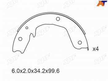 2 149 р. Колодки тормозные задние RH-LH SAT  Mitsubishi Pajero ( 3 V70,  3 V60,  4 V90,  4 V80) (1999-2020) дорестайлинг, дорестайлинг, рестайлинг, рестайлинг, дорестайлинг, дорестайлинг, 1-ый рестайлинг, 3 дв. 1-ый рестайлинг, 2-ой рестайлинг  с доставкой в г. Краснодар. Увеличить фотографию 2