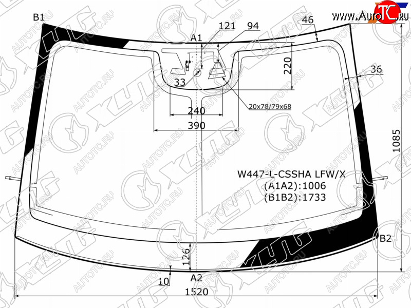 17 299 р. Стекло лобовое (Антенна Камера Датчик дождя Молдинг) XYG Mercedes-Benz Vito W447 дорестайлинг (2015-2020)  с доставкой в г. Краснодар