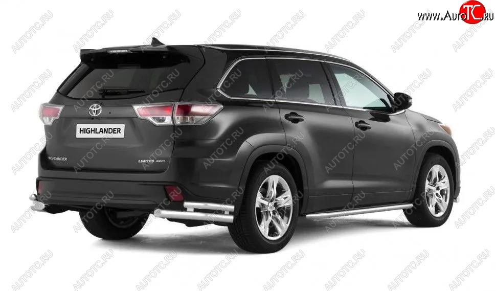 24 999 р. Защита заднего бампера (двойная, уголки d63/51 мм) Toyota Highlander XU50 рестайлинг (2016-2020)  с доставкой в г. Краснодар