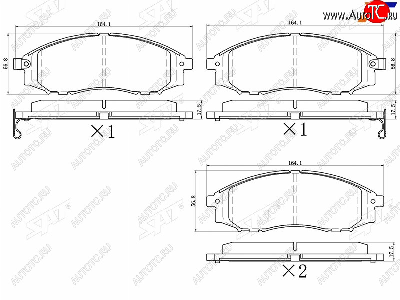 1 399 р. Колодки тормозные перед FR-FL SAT Nissan Navara 2 D40 дорестайлинг (2004-2010)  с доставкой в г. Краснодар