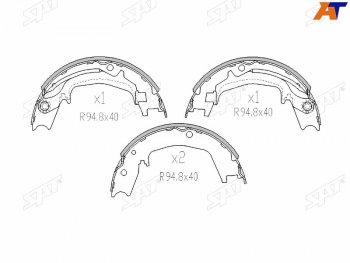 Колодки барабанные задние RH-LH SAT Hyundai Getz TB хэтчбэк 5 дв. дорестайлинг (2002-2005)