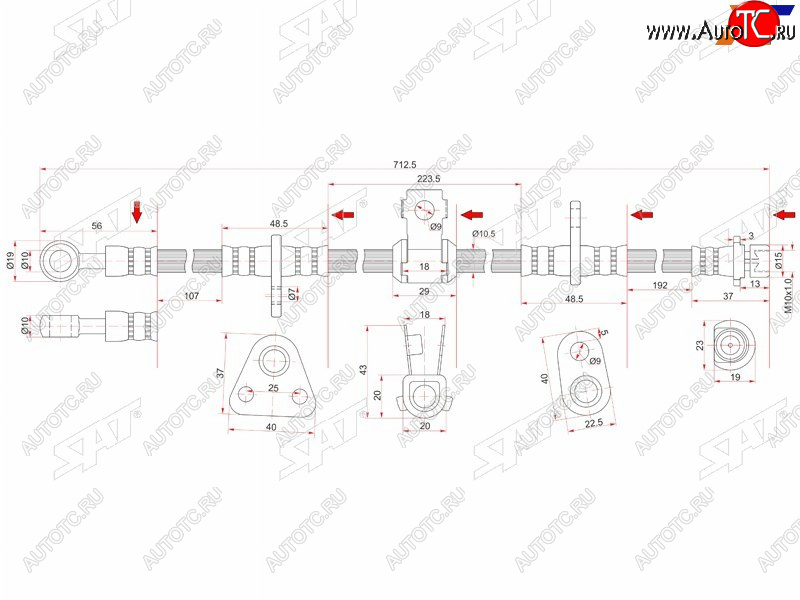 1 439 р. Шланг тормозной перед (Таиланд) RH SAT  Honda Accord  CB - Ascot  CE  с доставкой в г. Краснодар