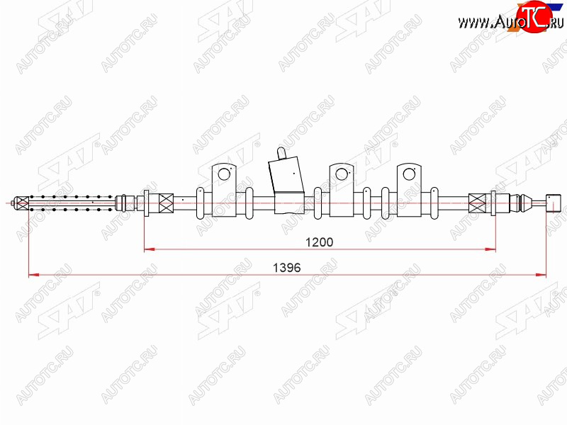 989 р. Трос ручного тормоза RH SAT Chevrolet Aveo T250 седан рестайлинг (2006-2011)  с доставкой в г. Краснодар