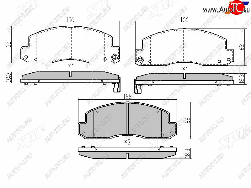 1 599 р. Колодки тормозные перед FL-FR SAT  Toyota Dyna  XZU (2002-2006) бортовой грузовик рестайлинг  с доставкой в г. Краснодар