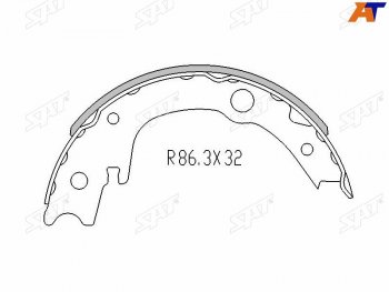 Колодки барабанные задние RH-LH SAT Lifan (Лифан) Solano (Солано) (2010-2015), Toyota (Тойота) Corolla (Королла)  E150 (2006-2013),  Ist (Ист)  XP110 (2007-2016),  Wish (Виш)  XE20 (2009-2012)  (комплект 4шт)