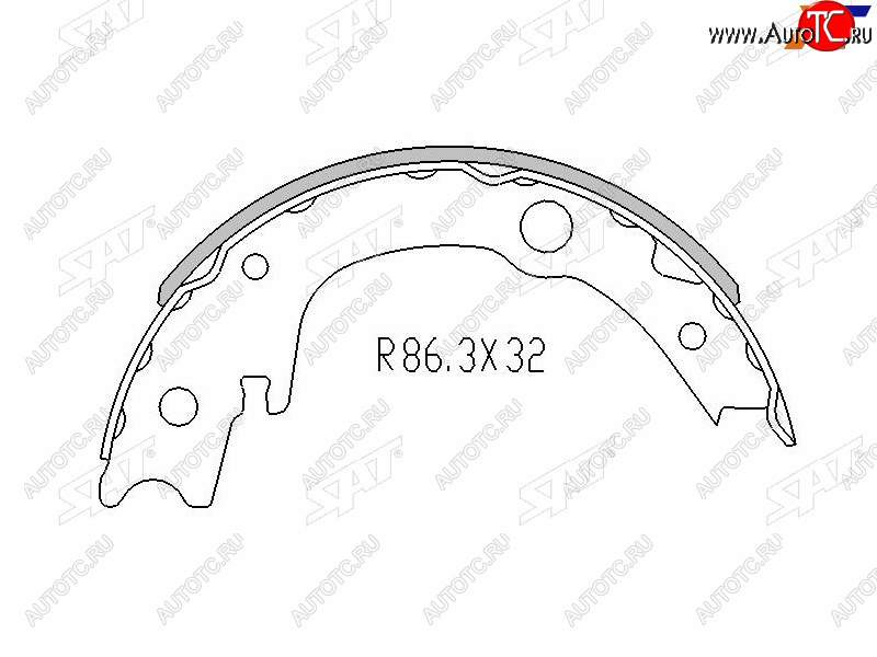 1 259 р. Колодки барабанные задние RH-LH SAT  Lifan Solano (2010-2015), Toyota Corolla  E150 (2006-2013), Toyota Ist  XP110 (2007-2016), Toyota Wish  XE20 (2009-2012) (комплект 4шт)  с доставкой в г. Краснодар