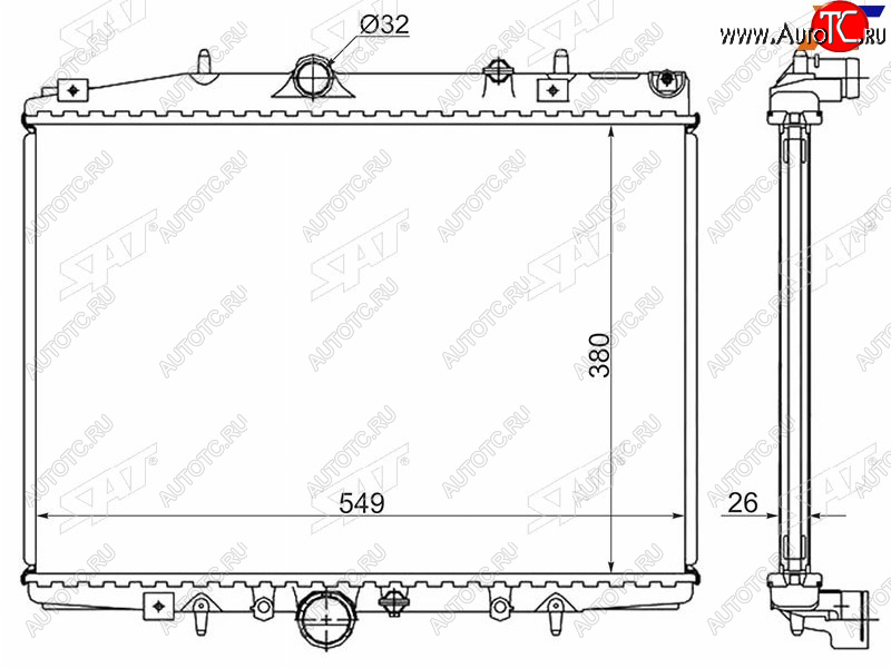 6 299 р. Радиатор охлаждающей жидкости SAT CITROEN C5 X40,DC лифтбэк дорестайлинг (2000-2004)  с доставкой в г. Краснодар