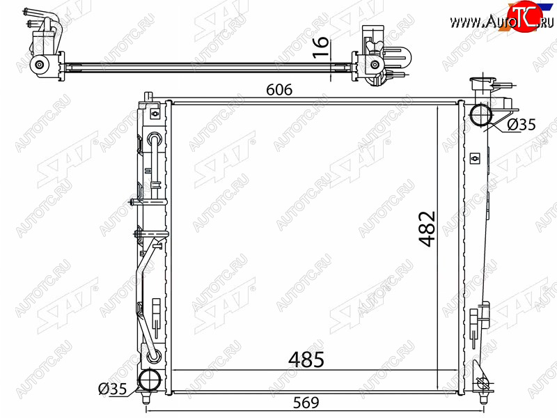 8 599 р. Радиатор охлаждающей жидкости SAT  Hyundai IX35  LM (2009-2018), KIA Sportage  3 SL (2010-2016)  с доставкой в г. Краснодар