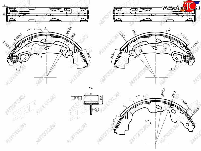 1 339 р. Колодки тормозные барабанные задние RH-LH SAT Toyota Yaris XP10 хэтчбэк 5 дв. (1999-2005)  с доставкой в г. Краснодар