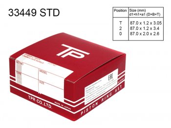 Кольца поршневые (комплект) STD 4G69 2,4 TPR Mitsubishi Lancer 9 2-ой рестайлинг седан (2005-2009)