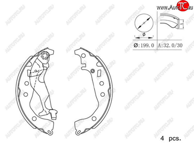 1 499 р. Колодки тормозные барабанные задние RH-LH SAT  Toyota Corolla Axio  (E160) седан - Vitz  XP130  с доставкой в г. Краснодар