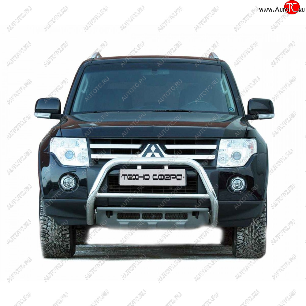 10 599 р. Передок низкий крашенная d63.5, Техно Сфера Mitsubishi Pajero 4 V90 дорестайлинг (2006-2011) (Черный матовый)  с доставкой в г. Краснодар