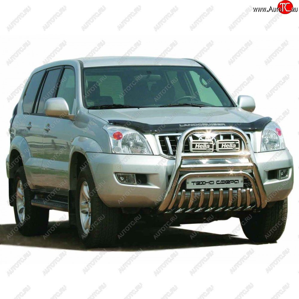 36 699 р.  Передок с защитой двигателя нержавейка d63.5, Техно Сфера  Toyota Land Cruiser Prado  J120 (2002-2009) (Нержавейка)  с доставкой в г. Краснодар