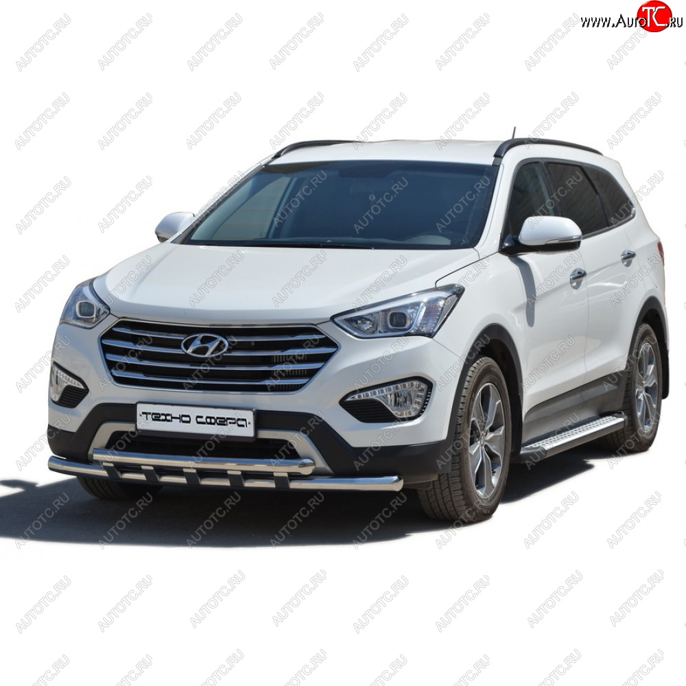 27 799 р. Пороги бумер алюминиевые с резинкой, Техно Сфера  Hyundai Grand Santa Fe  1 DM (2013-2018) дорестайлинг, рестайлинг (Черный глянец)  с доставкой в г. Краснодар