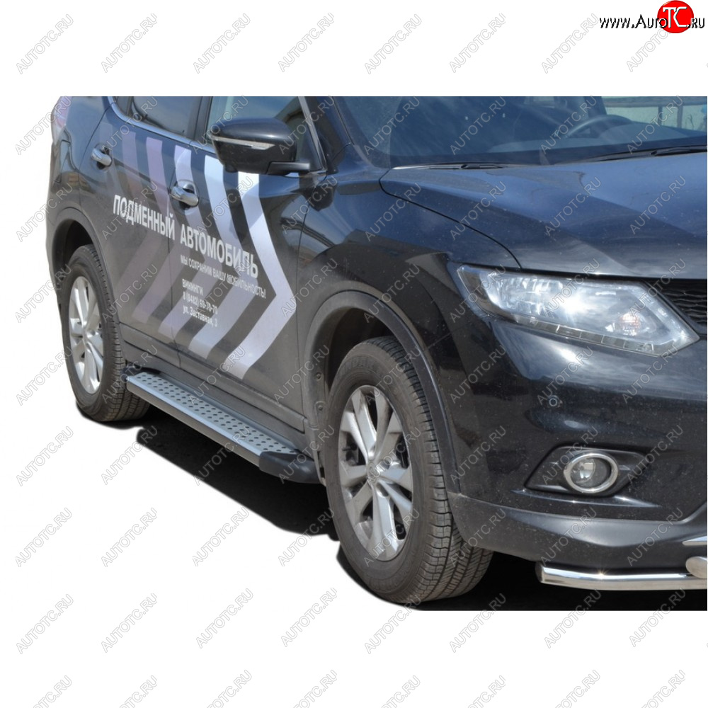 27 799 р. Пороги бумер алюминиевые с резинкой, Техно Сфера Nissan X-trail 4 T33 дорестайлинг (2021-2024) (Черный глянец)  с доставкой в г. Краснодар