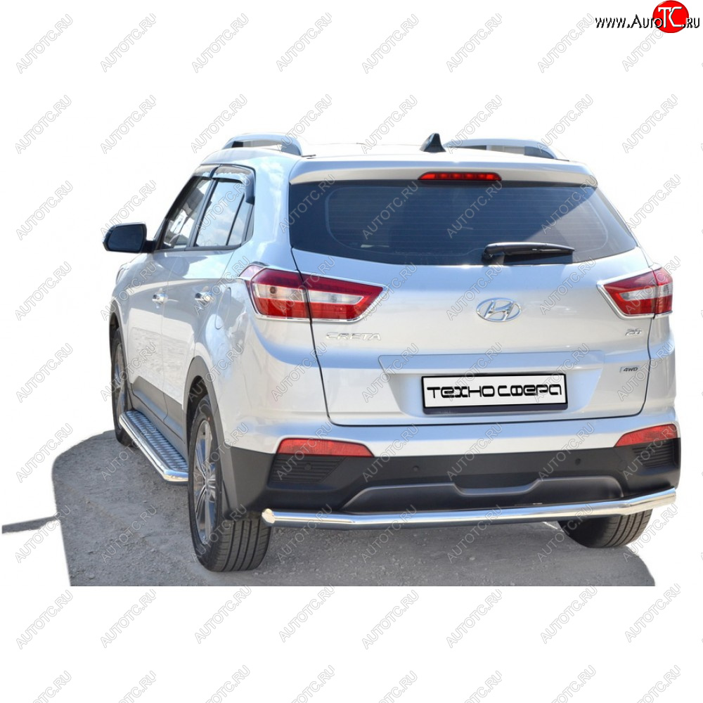 8 799 р. Защита заднего бампера d63,5 Техно Сфера  Hyundai Creta ( GS,  SU) (2015-2022) дорестайлинг, рестайлинг (черный глянцевый)  с доставкой в г. Краснодар