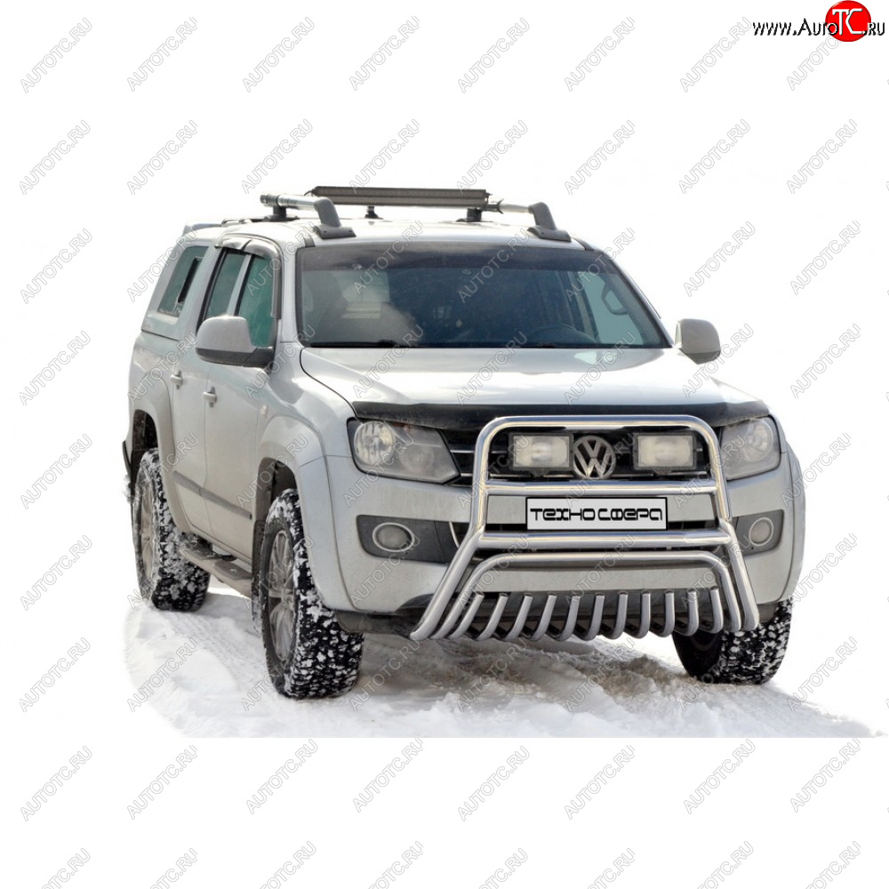 48 899 р. Передок высокий нержавейка d63.5, Техно Сфера  Volkswagen Amarok (2009-2022) дорестайлинг, рестайлинг (Нержавейка)  с доставкой в г. Краснодар