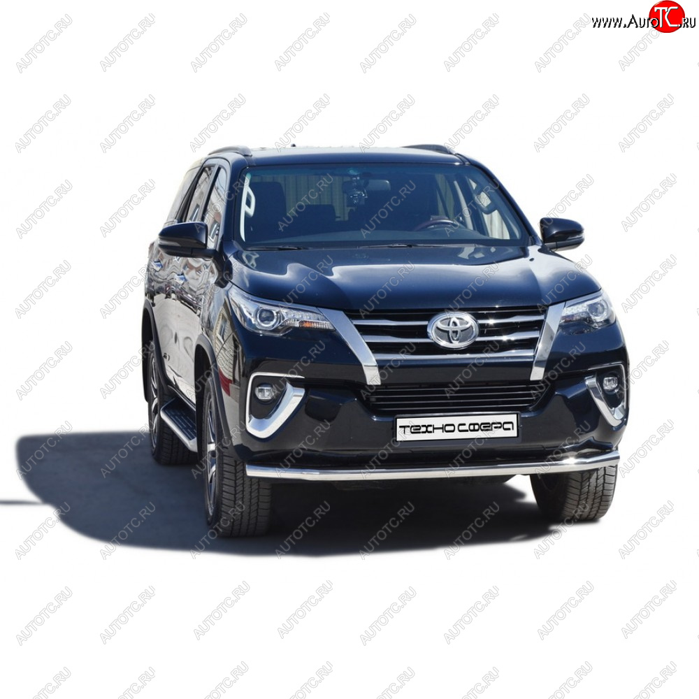 32 999 р. Защита переда труба нержавейка d63.5, Техно сфера  Toyota Fortuner ( AN50/AN60,  AN160) (2004-2025) дорестайлинг, 1-ый рестайлинг, 2-ой рестайлинг, дорестайлинг, рестайлинг (Нержавейка)  с доставкой в г. Краснодар