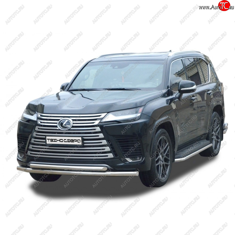 44 999 р. Защита переда труба двойная нержавейка d76, d51, Техно Сфера  Lexus LX600  J310 (2021-2022) (Нержавейка)  с доставкой в г. Краснодар