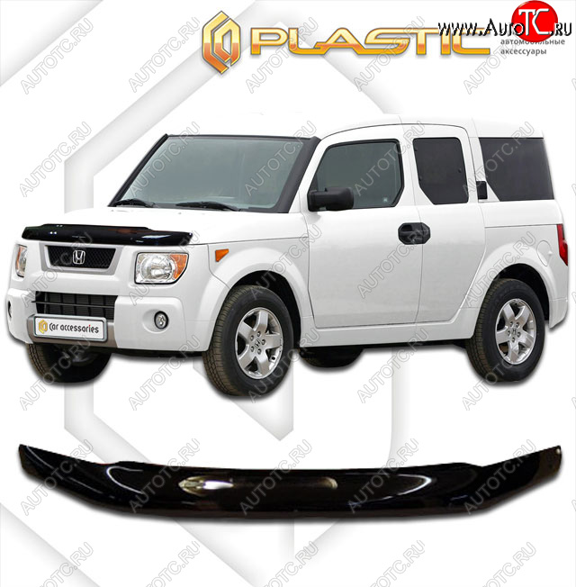 1 999 р. Дефлектор капота CA-Plastic  Honda Element  1 (2003-2008) YH дорестайлинг, YH 1-ый рестайлинг (classic черный, без надписи)  с доставкой в г. Краснодар