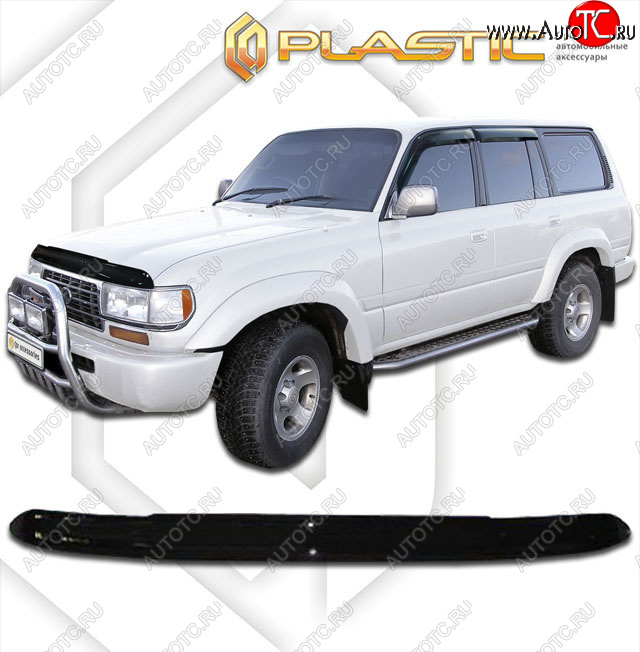 1 999 р. Дефлектор капота CA-Plastic  Lexus LX450  J80 (1995-1997) (Classic черный, с надписью)  с доставкой в г. Краснодар