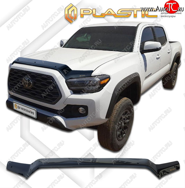 1 999 р. Дефлектор капота CA-Plastic  Toyota Tacoma  N300 (2016-2023) PickUp DoubleCab дорестайлинг, PickUp DoubleCab рестайлинг (Classic черный)  с доставкой в г. Краснодар