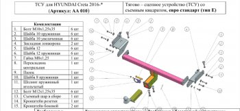 9 399 р. Фаркоп (шар E) Авто-Арсенал Hyundai Creta GS дорестайлинг (2015-2019)  с доставкой в г. Краснодар. Увеличить фотографию 8