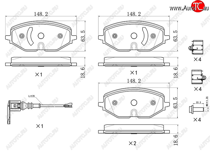 1 769 р. Колодки тормозные перед FL-FR SAT  Skoda Octavia  A8 (2019-2022), Volkswagen Golf  8 (2019-2024) (с датчиком износа и крепления)  с доставкой в г. Краснодар