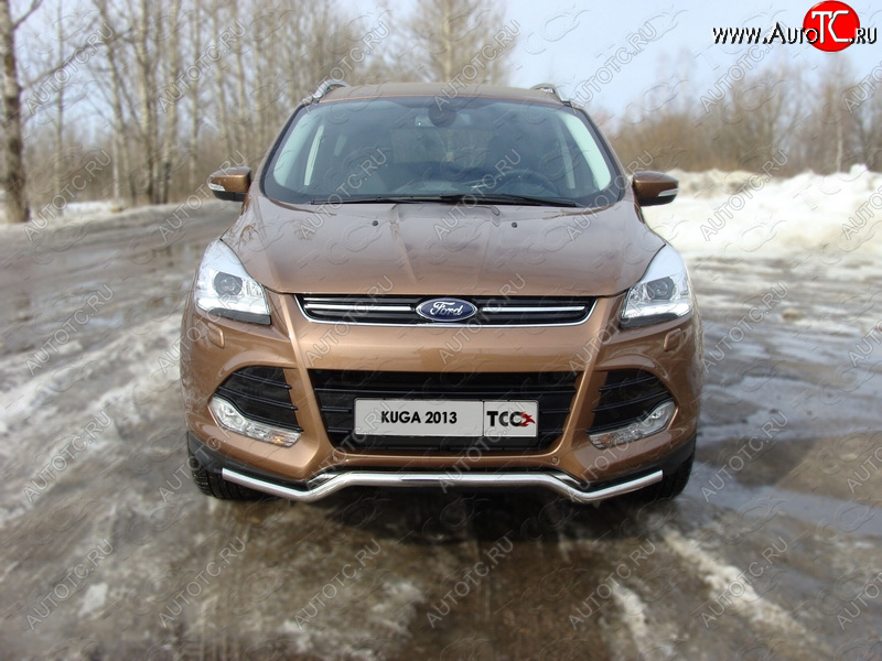 10 949 р. Защита переднего бампера нижняя d42,4 мм ТСС Тюнинг Ford Kuga 2 дорестайлинг (2013-2016) (нержавейка)  с доставкой в г. Краснодар