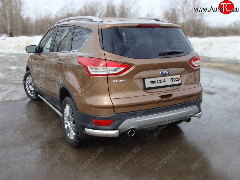 12 999 р. Защита задняя уголки овальные 75х42 мм, ТСС Тюнинг Ford Kuga 2 дорестайлинг (2013-2016)  с доставкой в г. Краснодар