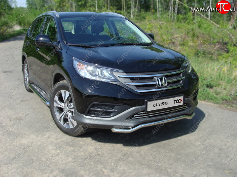 10 949 р. Защита переднего бампера кенгурин короткий d42,4 мм ТСС Тюнинг Honda CR-V RM1,RM3,RM4 дорестайлинг (2012-2015) (нержавейка)  с доставкой в г. Краснодар