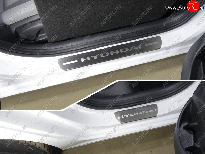 4 699 р. Накладки на пороги (4шт) ТСС Тюнинг  Hyundai I30  3 PD - I30 Fastback  PD (лист шлифованный надпись Hyundai )  с доставкой в г. Краснодар