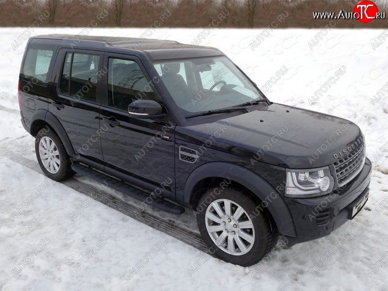 21 349 р. Пороги алюминиевые с пластиковой накладкой ТСС Тюнинг  Land Rover Discovery  4 L319 (2009-2016) (карбон черные)  с доставкой в г. Краснодар