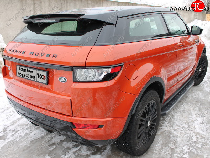 21 349 р. Пороги алюминиевые с пластиковой накладкой ТСС Тюнинг  Land Rover Range Rover Evoque  1 L538 (2015-2018) рестайлинг 3 дв. (карбон серые)  с доставкой в г. Краснодар