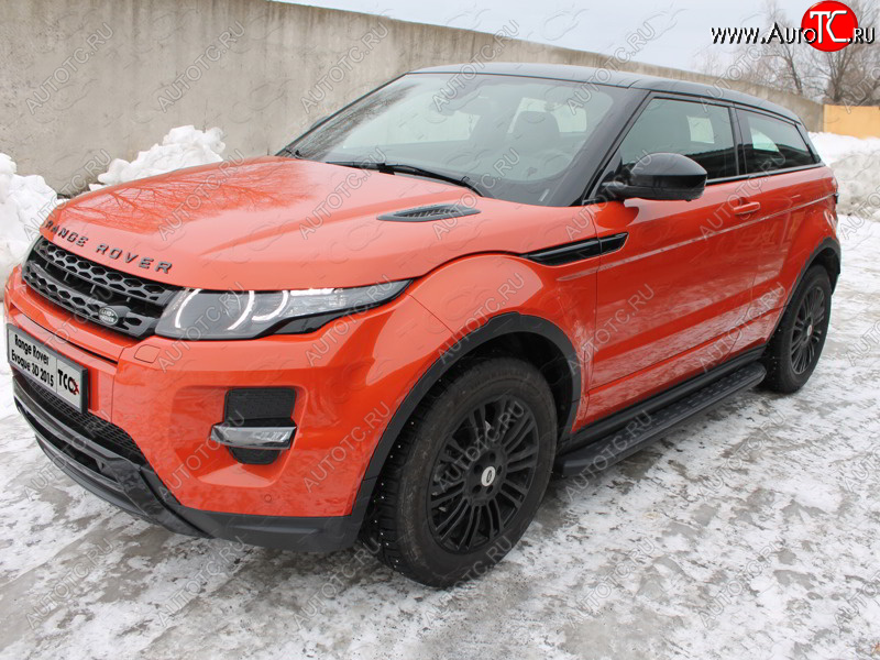 21 349 р. Пороги алюминиевые с пластиковой накладкой ТСС Тюнинг  Land Rover Range Rover Evoque  1 L538 (2015-2018) рестайлинг 5 дв. (карбон черные)  с доставкой в г. Краснодар