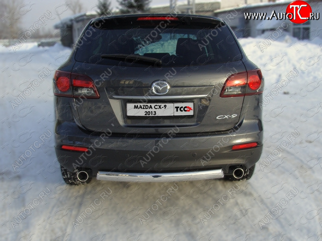 13 999 р. Защита задняя овальная 75х42 мм, ТСС Тюнинг  Mazda CX-9 ( TB,  TC) (2012-2024) 2-ой рестайлинг, дорестайлинг  с доставкой в г. Краснодар