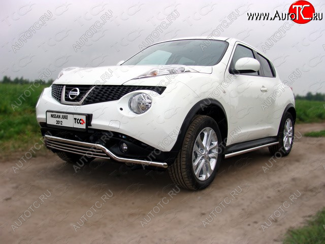 16 399 р. Защита переднего бампера кенгурин 42,4*16 мм ТСС Тюнинг Nissan Juke 1 YF15 дорестайлинг (2010-2014) (нержавейка)  с доставкой в г. Краснодар