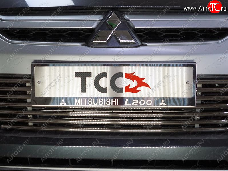 5 299 р. Рамка гос. номера ТСС Тюнинг Mitsubishi L200 5 KK,KL рестайлинг (2018-2022) (нержавейка)  с доставкой в г. Краснодар