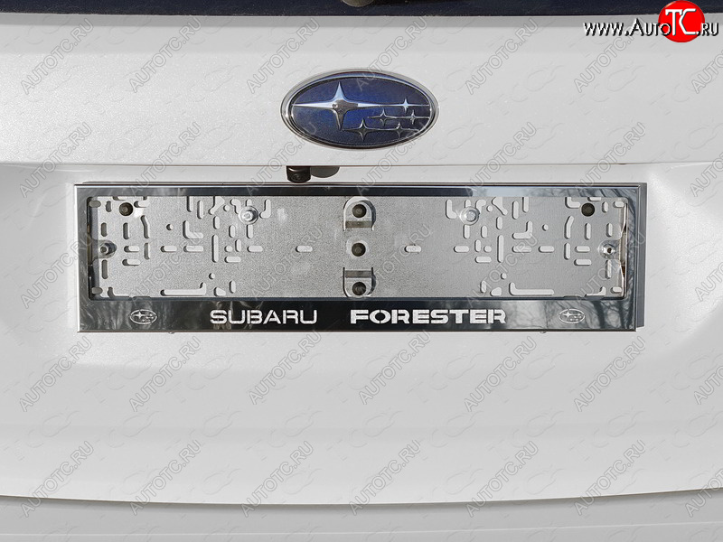 6 449 р. Рамка гос. номера ТСС Тюнинг Subaru Forester SK/S14 дорестайлинг (2018-2021) (нержавейка)  с доставкой в г. Краснодар