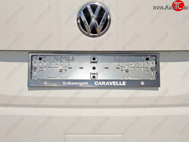 6 449 р. Рамка гос. номера ТСС Тюнинг Volkswagen Caravelle T6 дорестайлинг (2015-2019) (нержавейка)  с доставкой в г. Краснодар