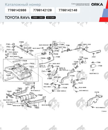 27 999 р. Топливный бак Бензин ORKA Toyota RAV4 CA20 5 дв. дорестайлинг (2000-2003) (антикоррозия)  с доставкой в г. Краснодар. Увеличить фотографию 19