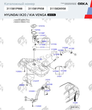 10 849 р. Топливный бак сталь (антикоррозия) Hyundai i20 PB хэтчбэк дорестайлинг (2008-2012)  с доставкой в г. Краснодар. Увеличить фотографию 11