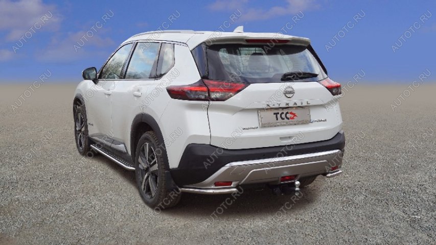 14 899 р. Защита заднего бампера (уголки) d 42,4 мм ТСС Тюнинг  Nissan X-trail  4 T33 (2021-2024) дорестайлинг (нержавейка)  с доставкой в г. Краснодар