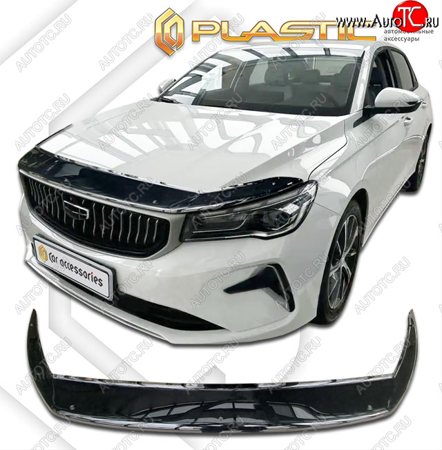 2 399 р. Дефлектор капота (exclusive) CA-Plastic  Geely Emgrand  SS11 (2021-2024) (Classic черный)  с доставкой в г. Краснодар