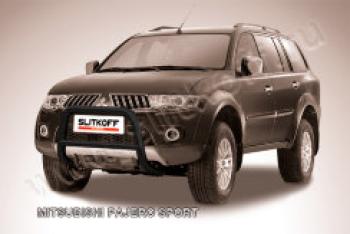 Защита переднего бампера кенгурятник d57 низкий Slitkoff Mitsubishi (Митсубиси) Pajero Sport (Паджеро)  PA (2004-2008) PA рестайлинг