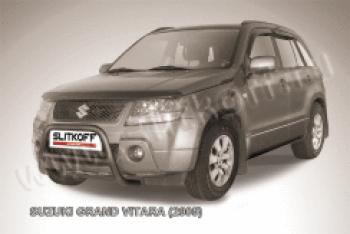 Защита переднего бампера кенгурятник d57 низкий Slitkoff Suzuki (Сузуки) Grand Vitara (Гран) ( JT 5 дверей,  JT 3 двери) (2005-2008) JT 5 дверей, JT 3 двери дорестайлинг, дорестайлинг